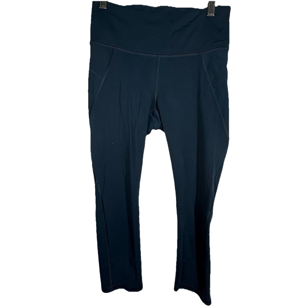 Athleta Women's Size S Stealth Mid Rise Capri Teal Green Leggings Workout Yoga